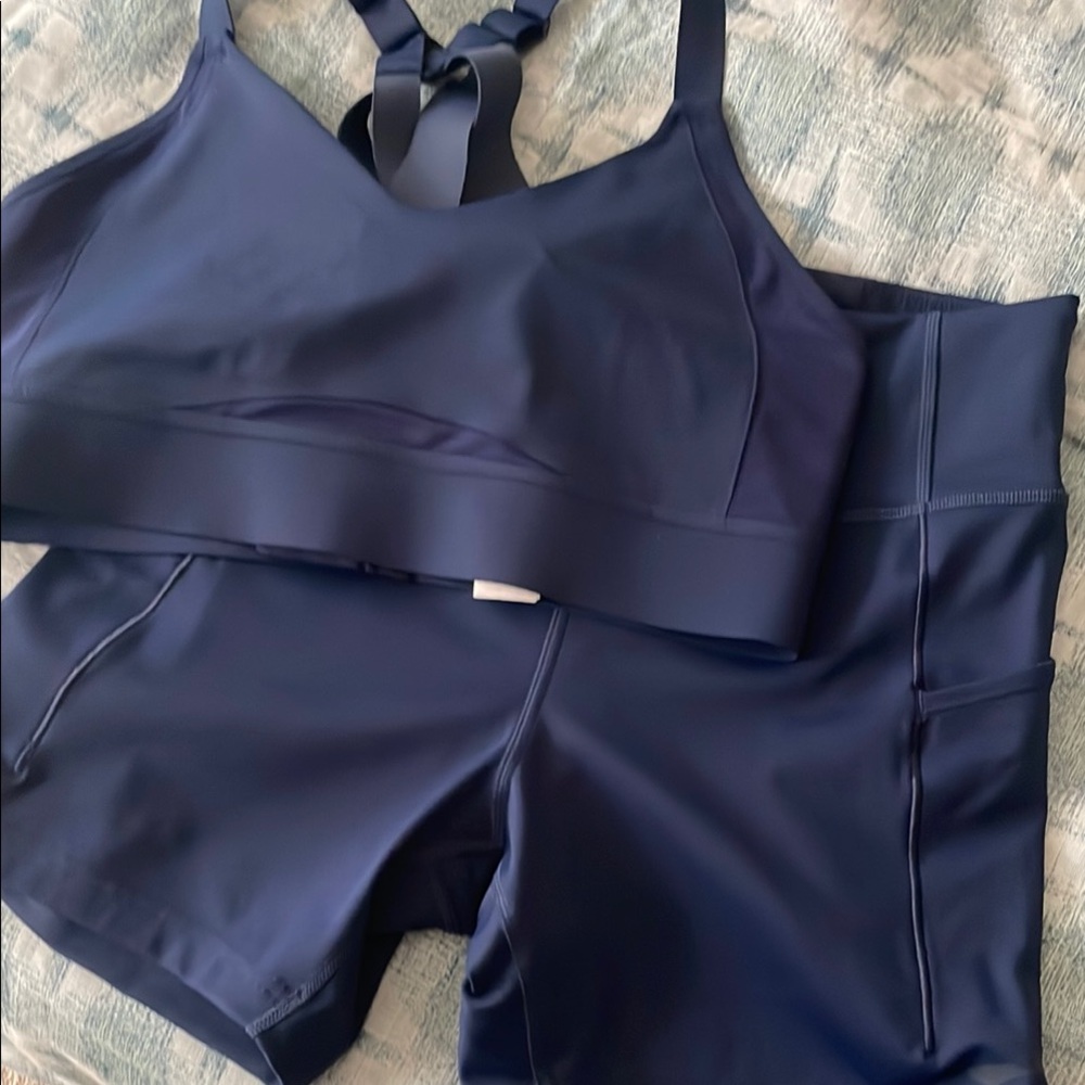 Brooks Women's Navy Sports Bra and Shorts Set